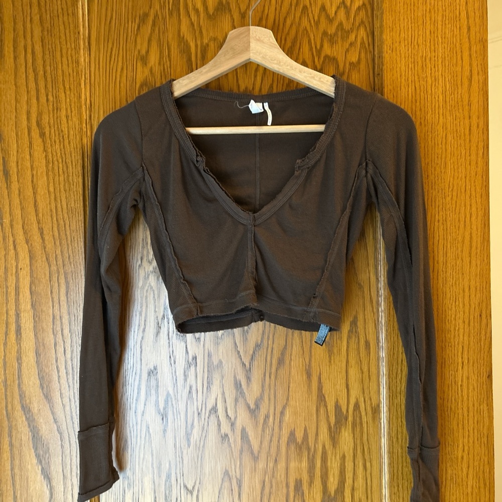 Urban Outfitters Brown Long Sleeve Fitted Bodysuit